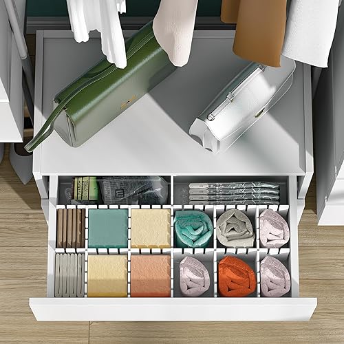 Miniatura 6 de furtble Cómoda apilable de 2 cajones, cómoda pequeña para armario, armario de almacenamiento de madera para pasillo, dormitorio, entrada, mesita de