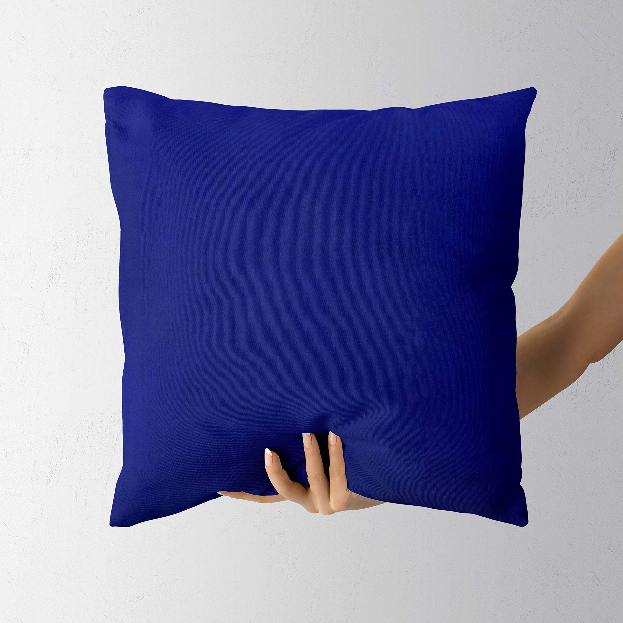 SAFFRON - Set di 2 federe per Cuscino, in Cotone Resistente, sfoderabile, Imbottitura Non Inclusa, Cotone, Blu, 32x32 inch