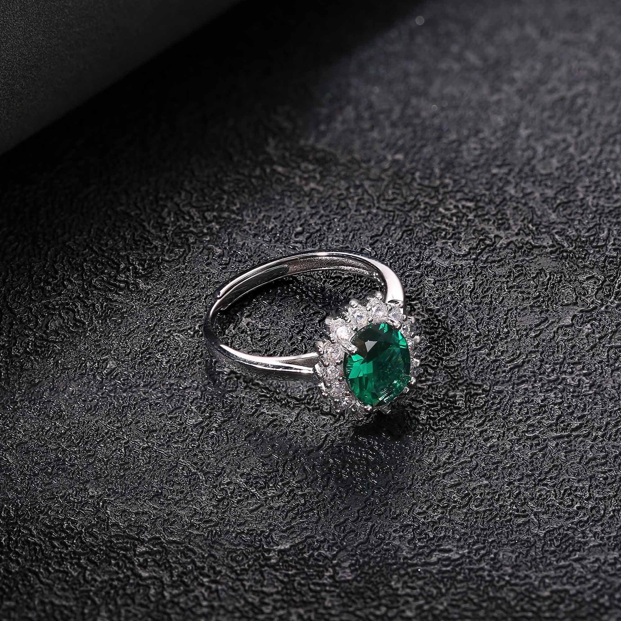 HMJGDHX 925 Sterling Silber Ringe für Frauen, Verlobungsringe, erstklassiger Edelstein-Geburtsstein-Smaragdring, verstellbare Versprechensringe aus Sterlingsilber, Jubiläumsschmuck für Sie