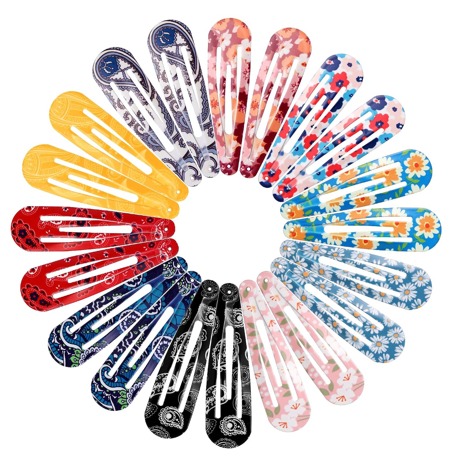 Large Hair Clips for Women Girls, Funtopia 40 Pcs 7cm / 2.8 Inch Big Metal Hair Clip Snap Barrettes Hairpins for Thick Hair (Paisley and Floral Print)