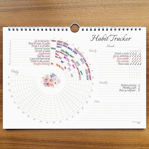 Miniatura 3 de Rastreador de hábitos, diario de seguimiento de hábitos, calendario de seguimiento de hábitos, encuadernado en espiral y percha.