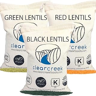 CLEAR CREEK Black, Red and Greem Lentils | 12 LBS (3-4 lb bags) | Non-GM...