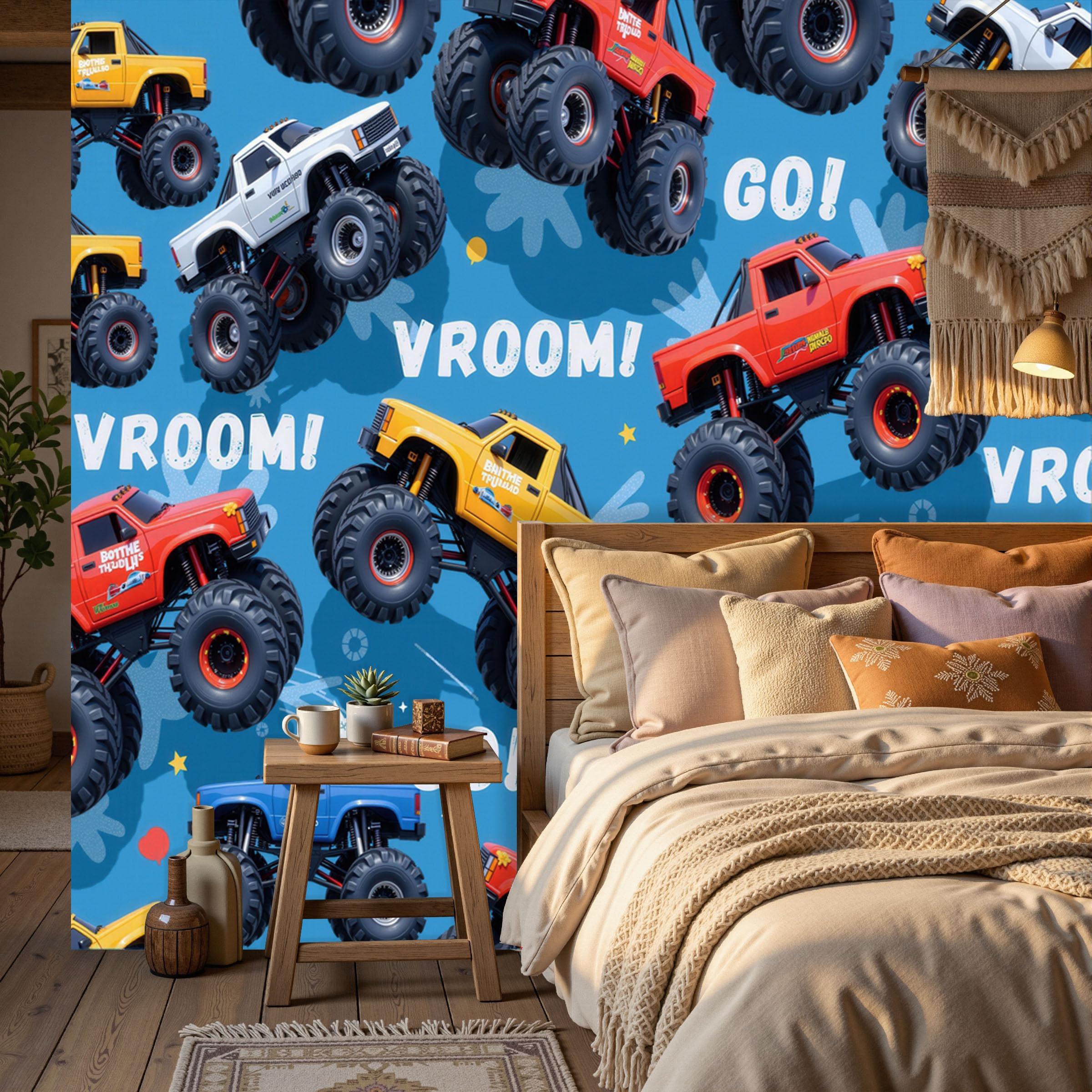 Vlies Fototapete Amerikanischer Cartoon-Industriestil Autos und 250x175cm,Fototapeten,Tapeten,für Wohnzimmer Schlafzimmer,Vliestapete Wandtapete Tapete 3D Effekt,Tapetenkleister erforderlich