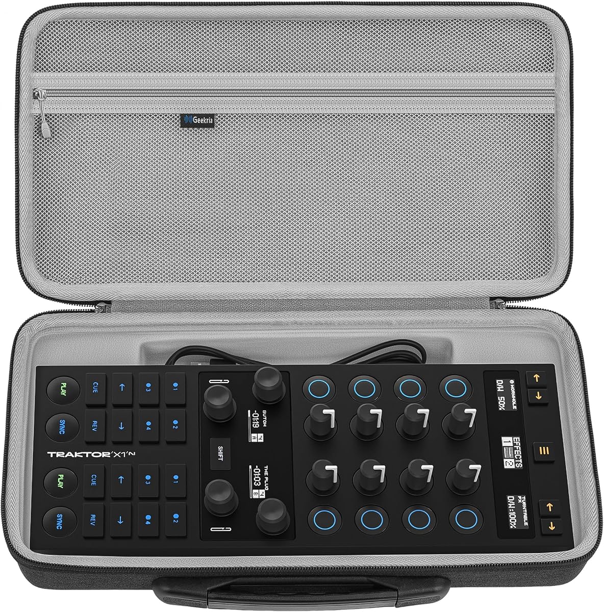 GEEKRIA Hard Shell Travel Case Compatible with Native Instruments Traktor X1 / X1 MK3 / Traktor Kontrol Z1 Mk2, Audio DJ Controller Carrying Bag (Dark Grey)