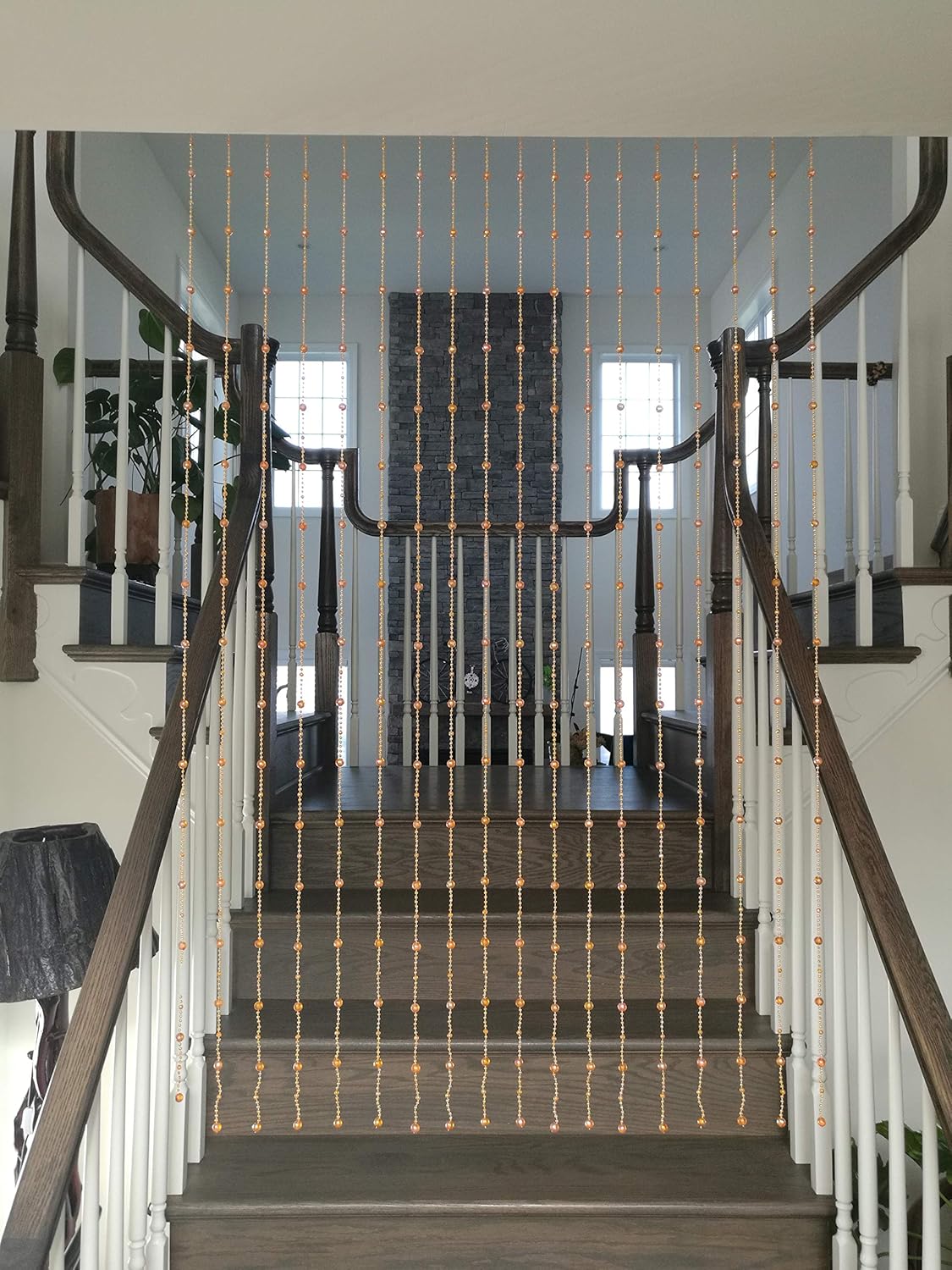 TJ Global Beautiful Home Decor Acrylic Beaded Curtain Door Screen Divider W31.5 x H78 - Orange Iridescent Balls