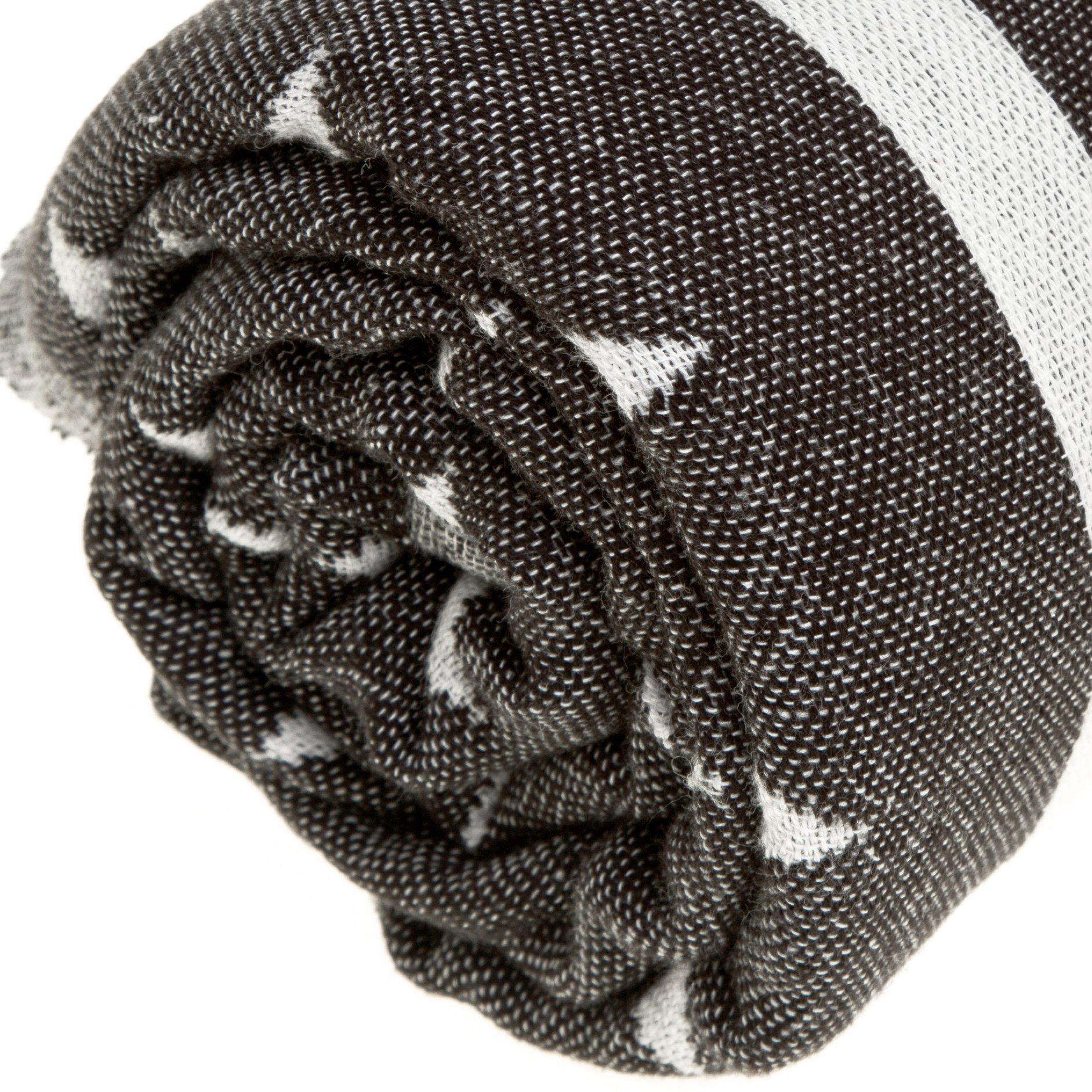 Bersuse 100% Coton - Cozumel Serviette Turque - Drap de Bain, Serviette de Plage - Fouta Peshtemal avec Motif Aztèque - Double Couche - 100x180 cm, Noir