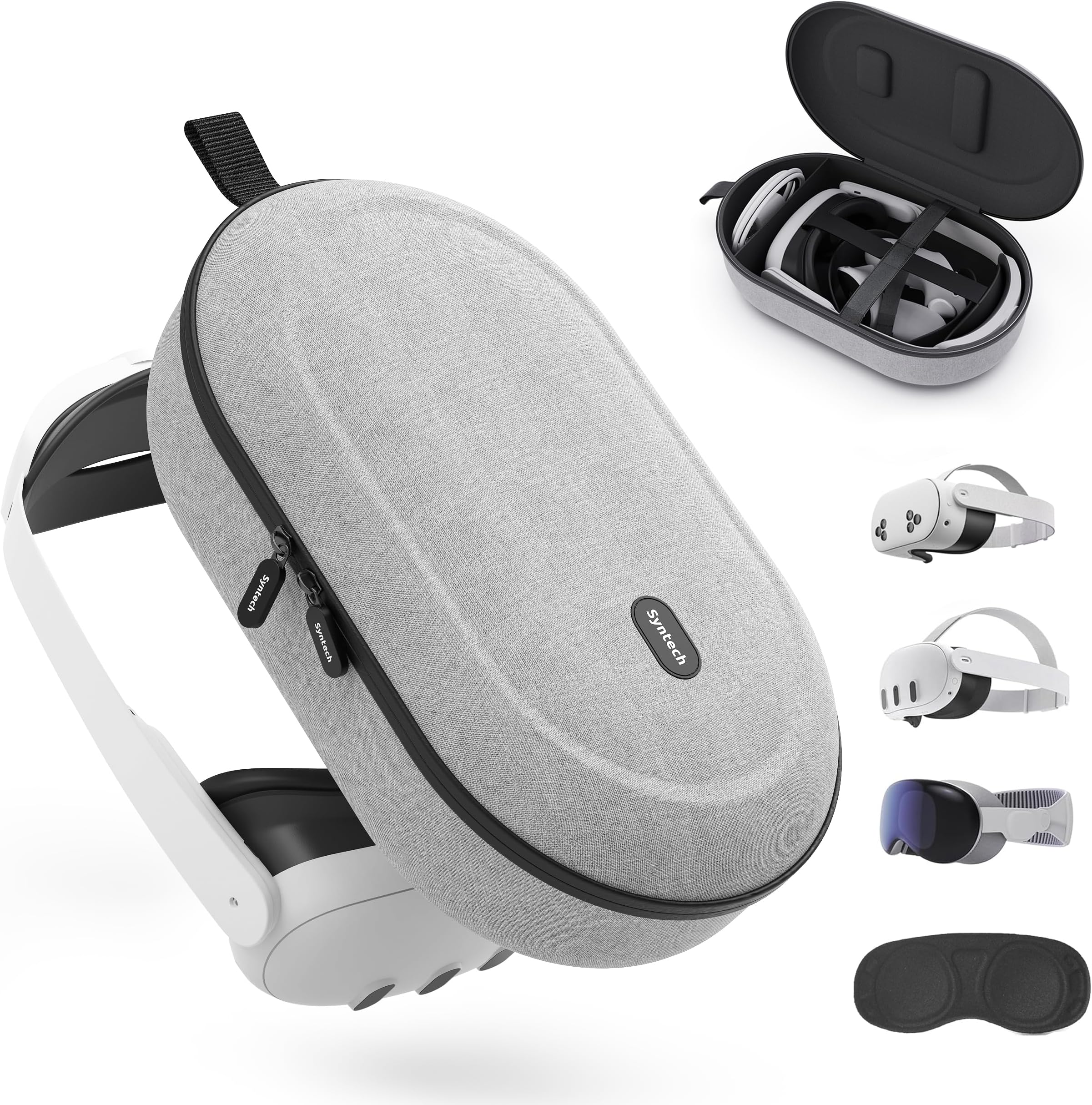 Syntech Hard Carrying Case Compatible with Meta Quest 3S/Quest 3/Oculus Quest2/VP/Pico4, Accessories VR Gaming Headset with Elite Strap, Touch Controllers, Ultra-Sleek Design for Travel Storage, Gray