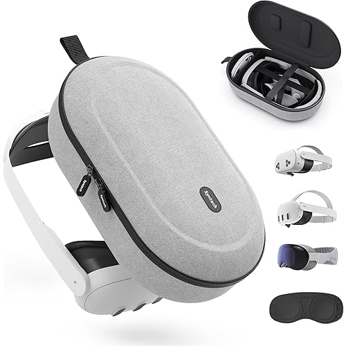 Syntech Hard Carrying Case Compatible with Meta Quest 3S/Quest 3/Oculus Quest 2/VP/Pico4, Accessories VR Headset with Elite Strap, Touch Controllers for Travel Storage (Do Not Fit 3rd-party Headstrap)