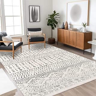 4x6 Area Rug Non Slip, Moroccan Washable Rugs for Bedroom, Ivory