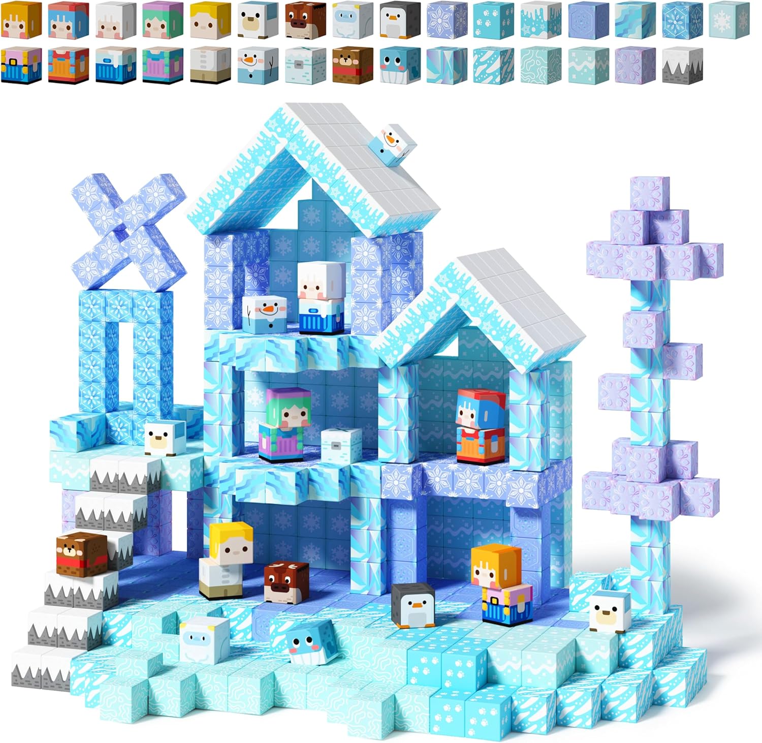 GobiDex 100PCS Magnetic Blocks Magnet Building Toys, Princess Castle Toys for Girls, Upgraded STEM Sensory Birthday Gift for Kids Age 3+ Years Old