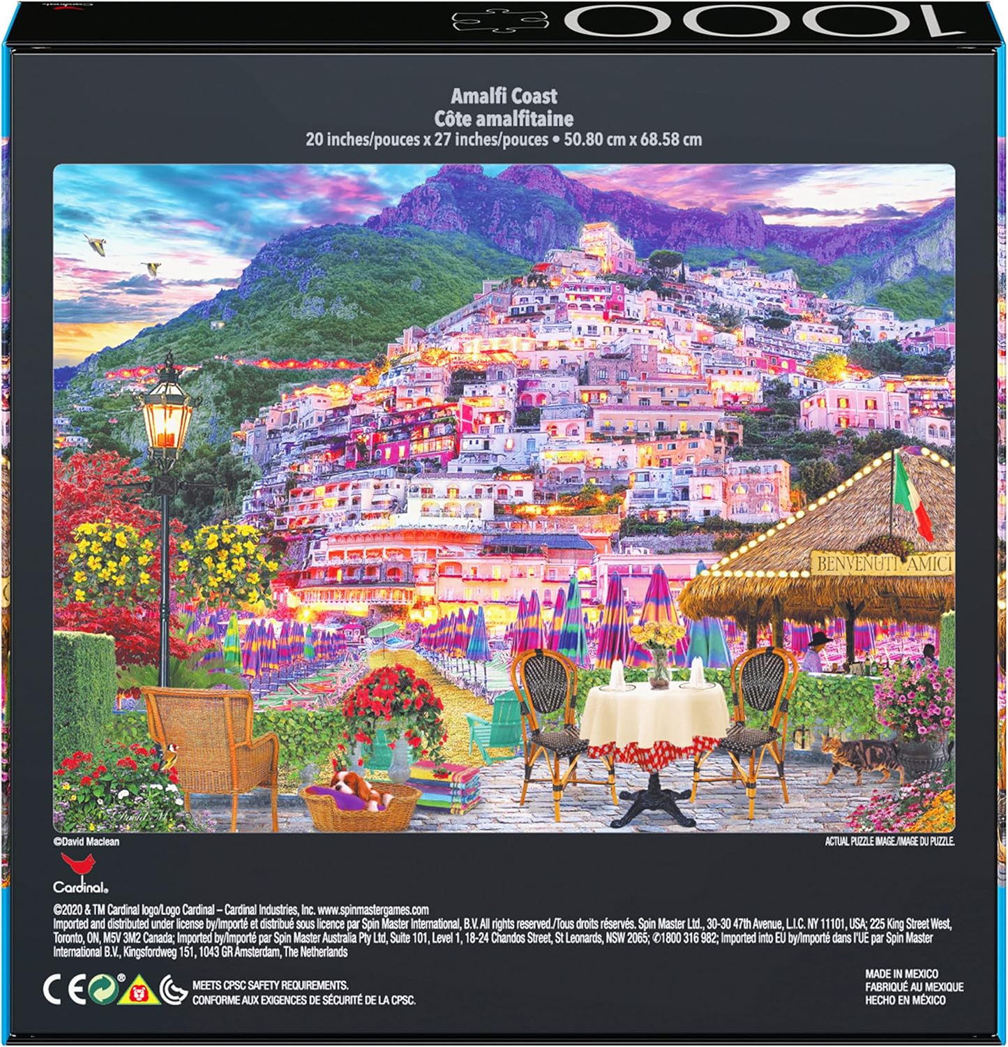 Spin Master Games, 2-Pack of 1000-Piece Jigsaw Puzzles, Amalfi Coast & Japan Garden, Puzzles for Adults and Kids Ages 12+, Amazon Exclusive