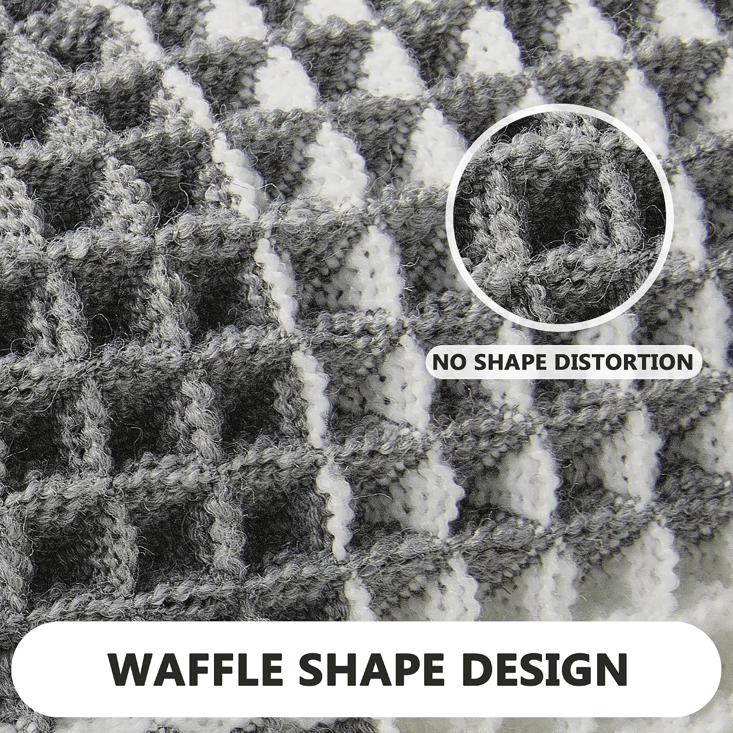 Arenarug Checkered Waffle Bath Mat, Super Absorbent Boho Farmhouse Bathroom Rugs Non Slip Washable, Ultra Soft Bath Rugs Mats with Tassels for Bathroom Floor, Grey White, 18"x30"