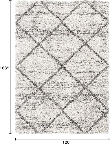 Miniatura 2 de Safavieh Hudson Shag Collection - Alfombra de área, 10 x 14 pies, gris y beige, diseño moderno de enrejado, no desprende pelusa y de fácil cuidado,