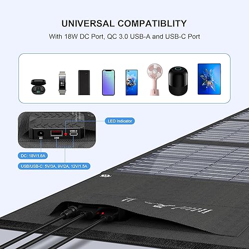 Miniatura 3 de Enginstar Panel solar portátil de 22 W para estación de energía, cargador solar para generador solar, panel solar plegable para camping, viajes de