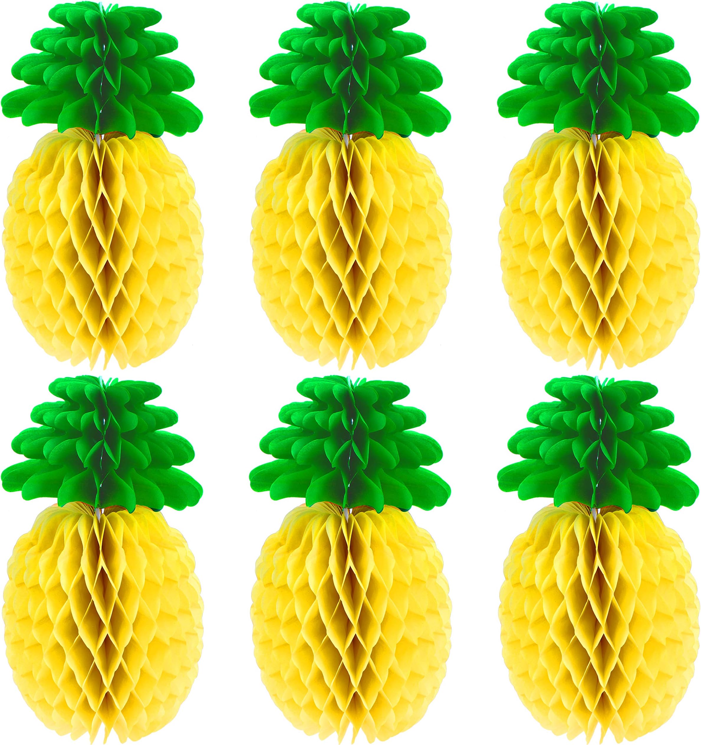MeiMeiDa 10 Pack 14 Inch Pineapple Honeycomb Centerpieces, Tissue Paper Pineapple Table Hanging Decoration for Hawaiian Luau Party Supplies Favors Hawaiian Theme Wedding Home Decor