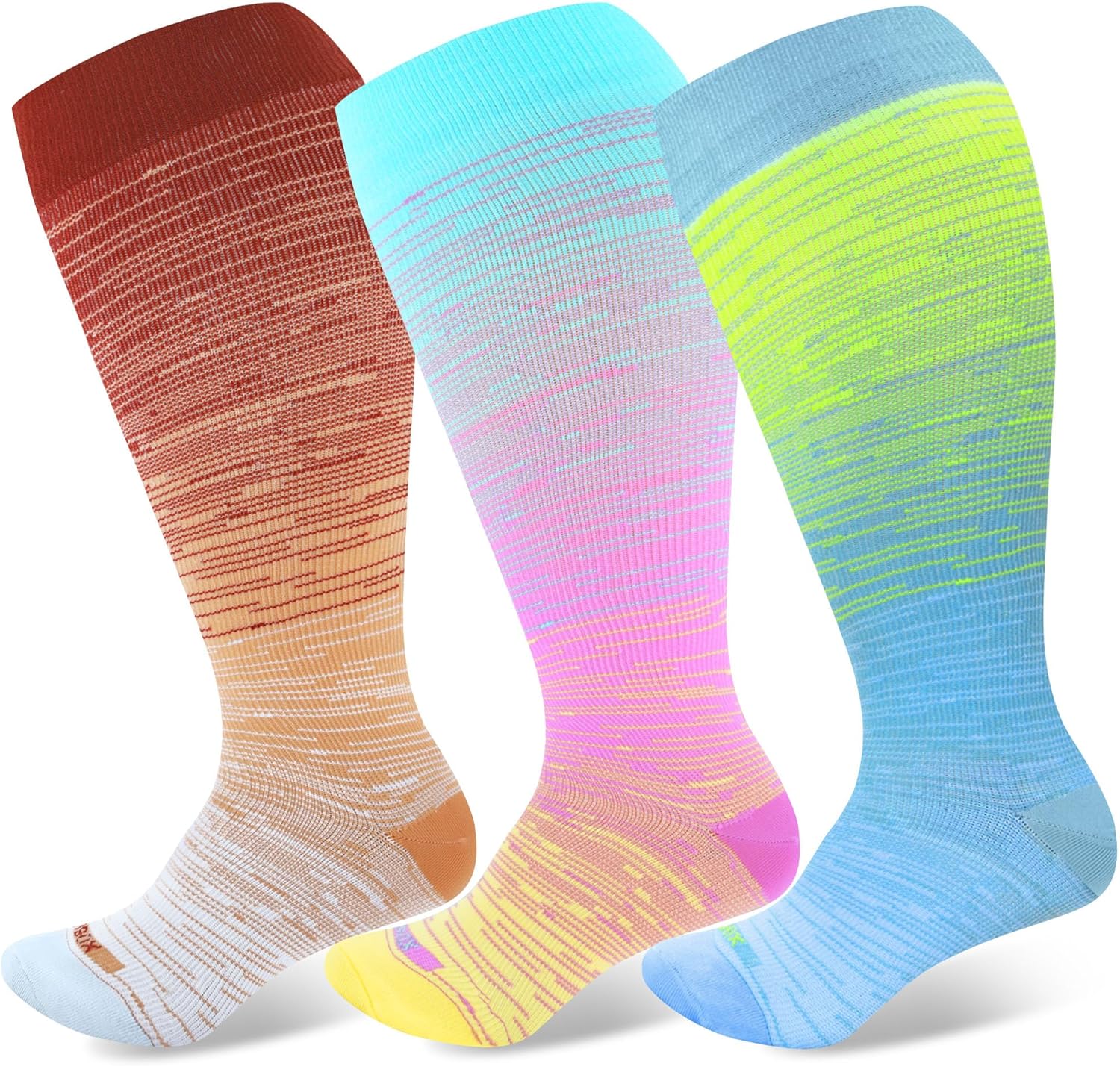 LEVSOX Plus Size Compression Socks Wide Calf Men&Women 20-30 mmhg Knee High Support Socks for Medical, Nurse, Diabetic