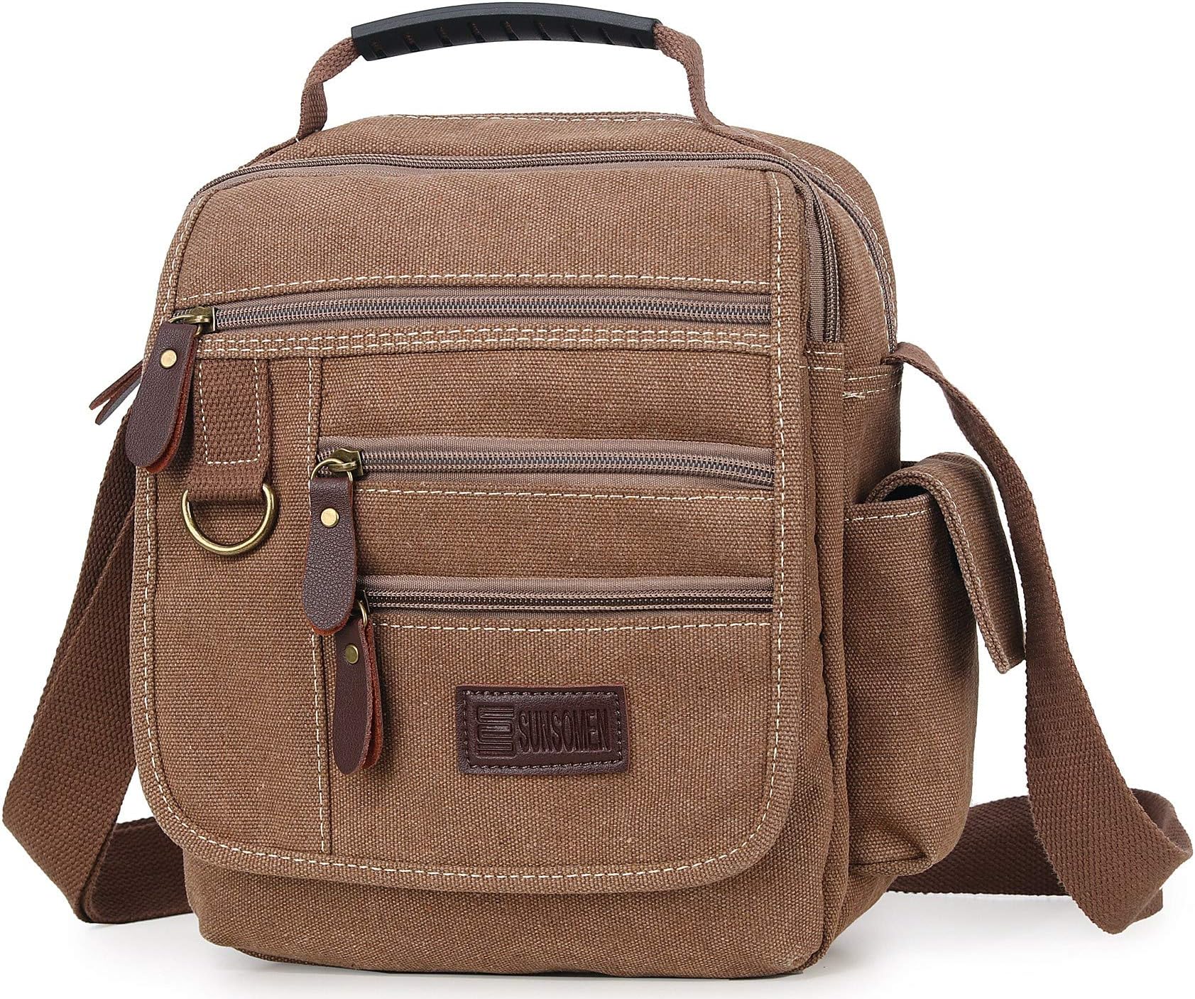 Mens bag Canvas Shoulder Bag Small Messenger Crossbody Bag Work Bag Vintage Multi-function