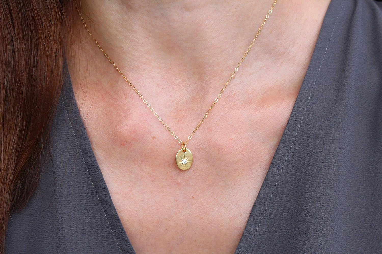 Dainty Gold Medallion North Star Pendant Necklace, Dainty Gold Necklace, Layering Necklace, Minimalist Jewelry, Gift for Her, Star Necklace - Image 2