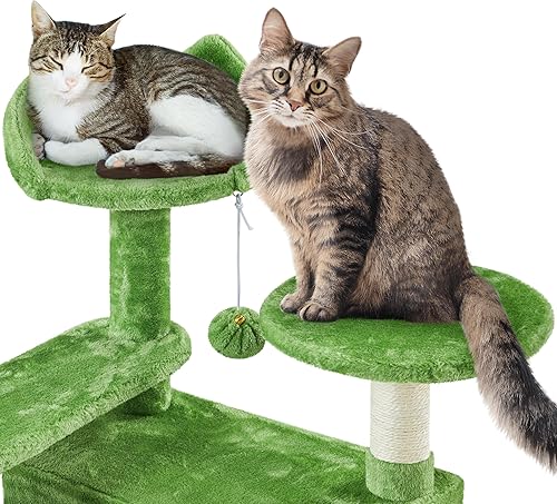 Miniatura 3 de Yaheetech Árbol para gatos de 57 pulgadas, torre para gatos de interior con cesta de condominio de 2 puertas y postes rascadores de sisal, muebles