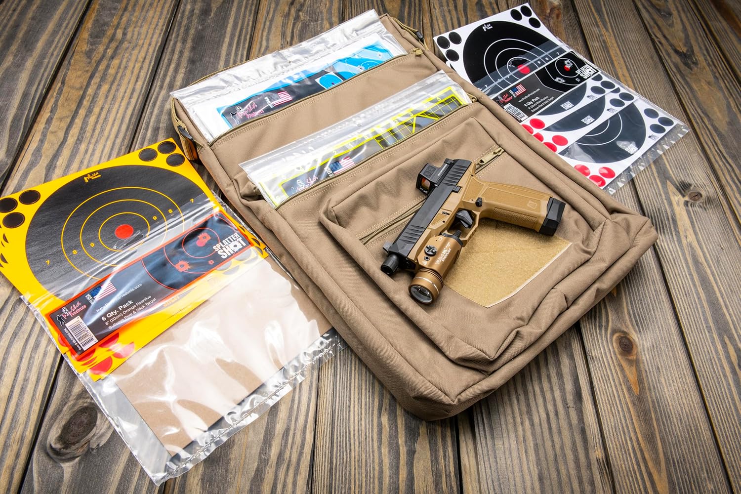 Pro-Shot Range Target Case: Shooting Range Gear Organizer with 3 Zipper Pockets, Adjustable Carry Strap, and Velcro Front – Fits 8x8, 12x12, and 12x18 Targets – 20"x15"x2.5" Storage Bag