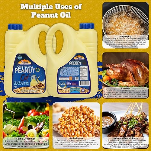 Miniatura 3 de Aceite de maní Rani 67.6 onzas (2 litros) prensado en frío  100% natural  Sin OMG  Kosher  Vegano  Sin gluten