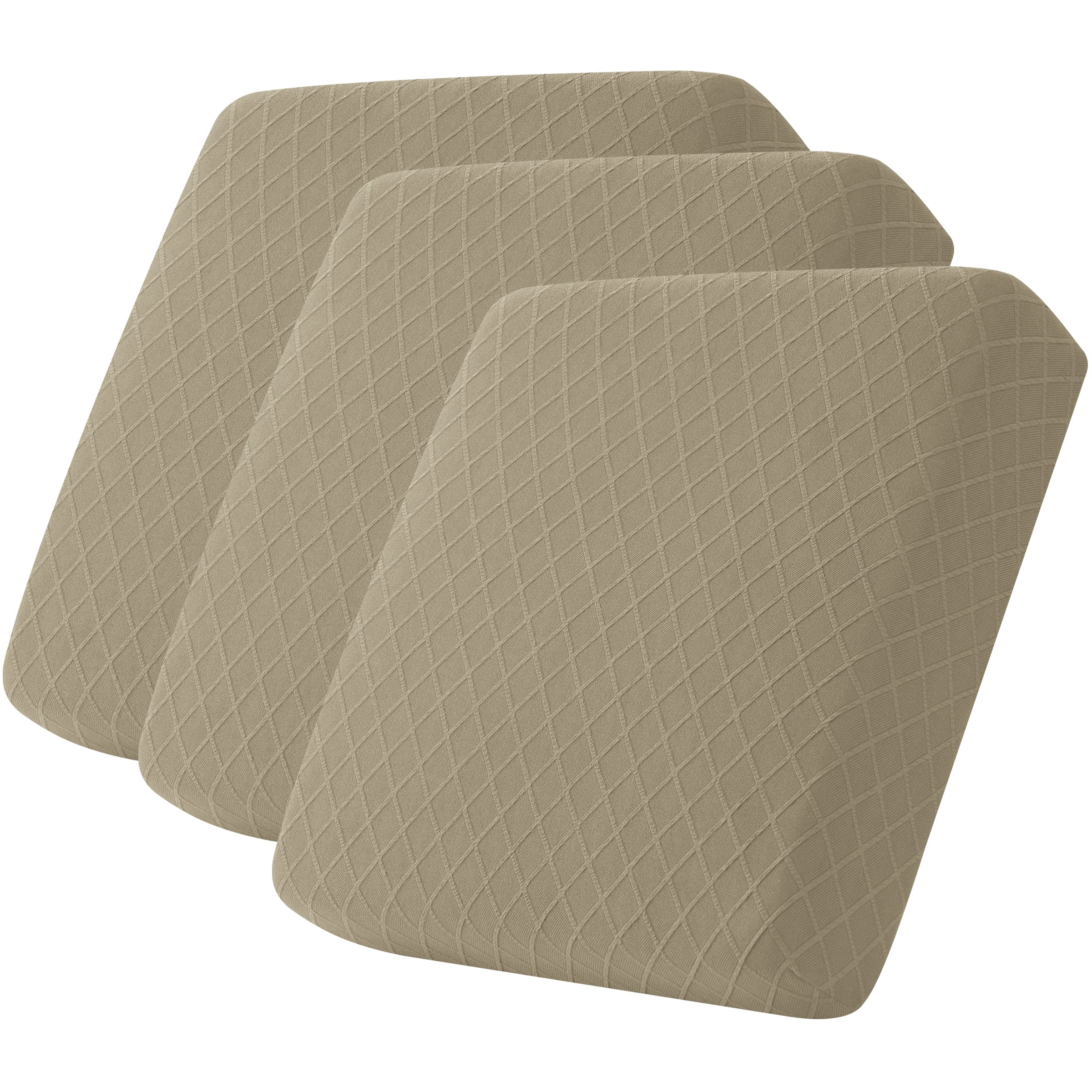CHUN YI 3PC Stretch Couch Cushion Covers, RV Seat Cushion Covers, Individual Replacement Sofa Cushion Covers, Soft Chair Sofa Seat Cushion Slipcover with Elastic Bottom Jacquard Fabric (3PC, Sand)