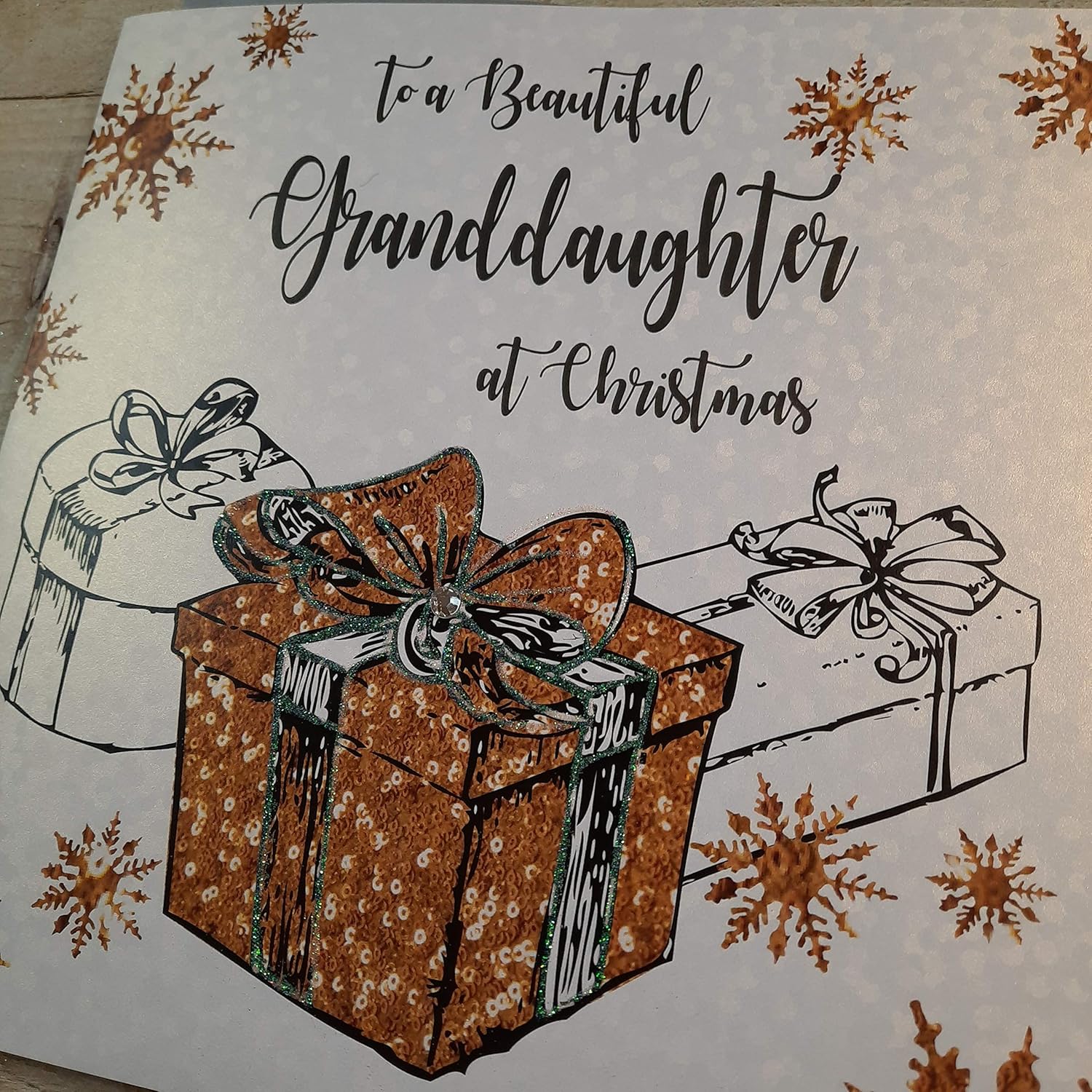 White Cotton Cards XF4-GD Large "Beautiful Granddaughter at Christmas" Handmade Christmas Card - Image 4