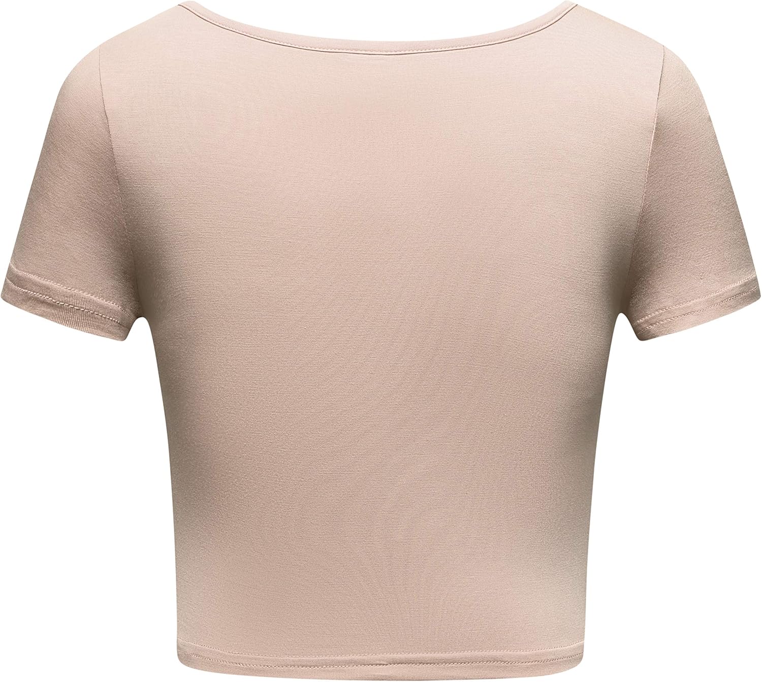 OThread & Co. Women's Basic Crop Tops Stretchy Casual Scoop Neck Cap Sleeve Shirt - Image 5