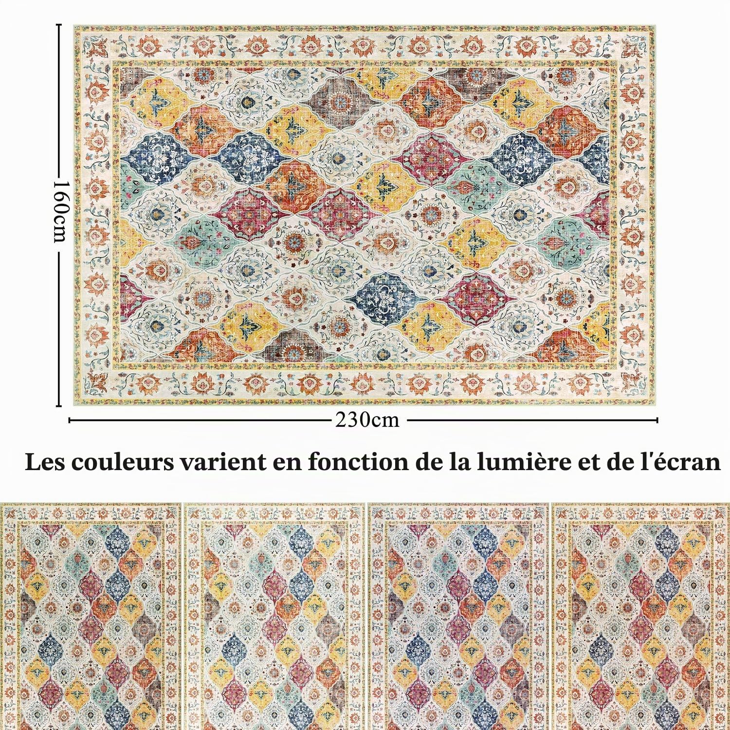 SHACOS Tapis Salon Poil Ras 160x230cm Tapis Descente de lit Chambre Doux Antidérapant Lavable Carpette Salon Moderne Tapis Décoratif Sol Intérieur pour Salon Chambre