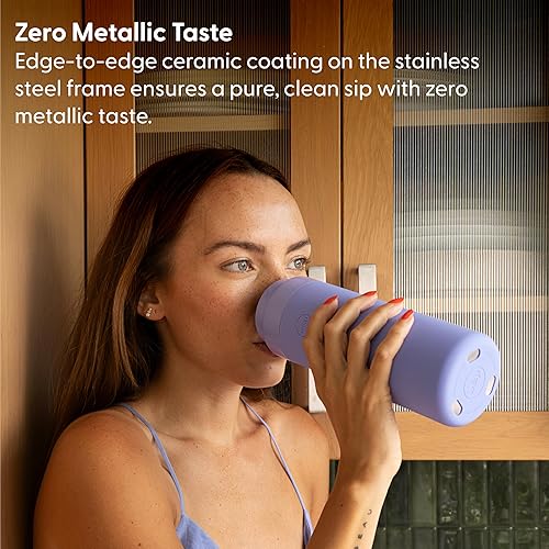 Miniatura 11 de W&P Porter Botella aislada de 16 onzas, revestimiento de cerámica Clean Taste para agua, café y té, boca ancha aislada al vacío, apta para Crema