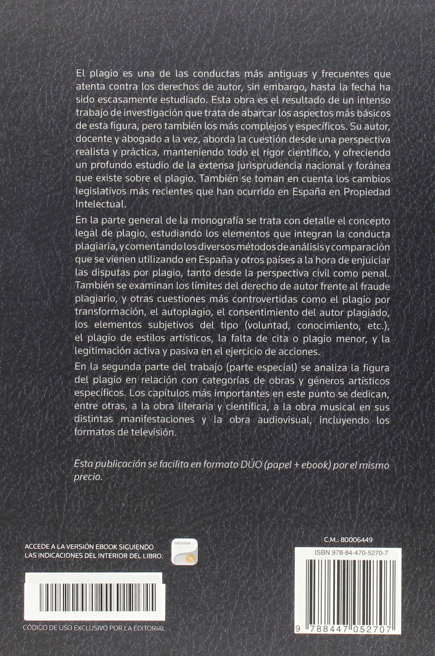 Plagio den el derecho de autor (Estudios y Comentarios de Legislación)