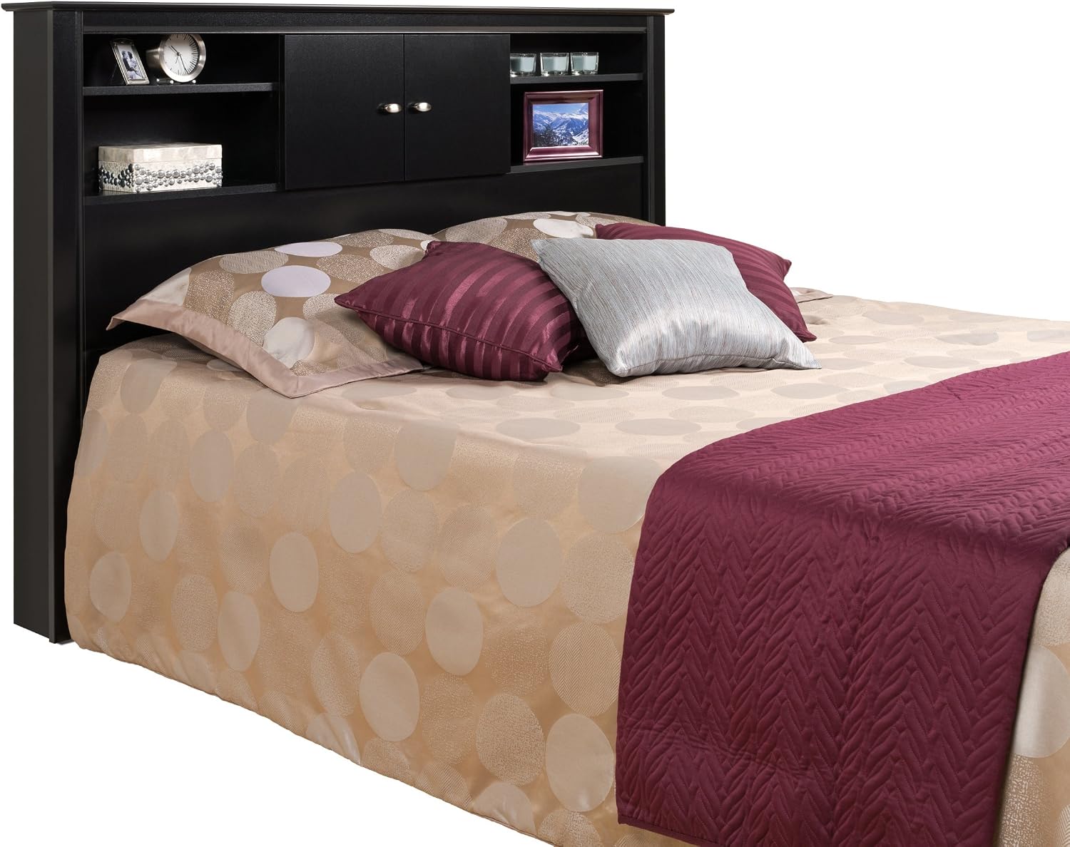 PREPAC Black Kallisto Bookcase Headboard with Doors.