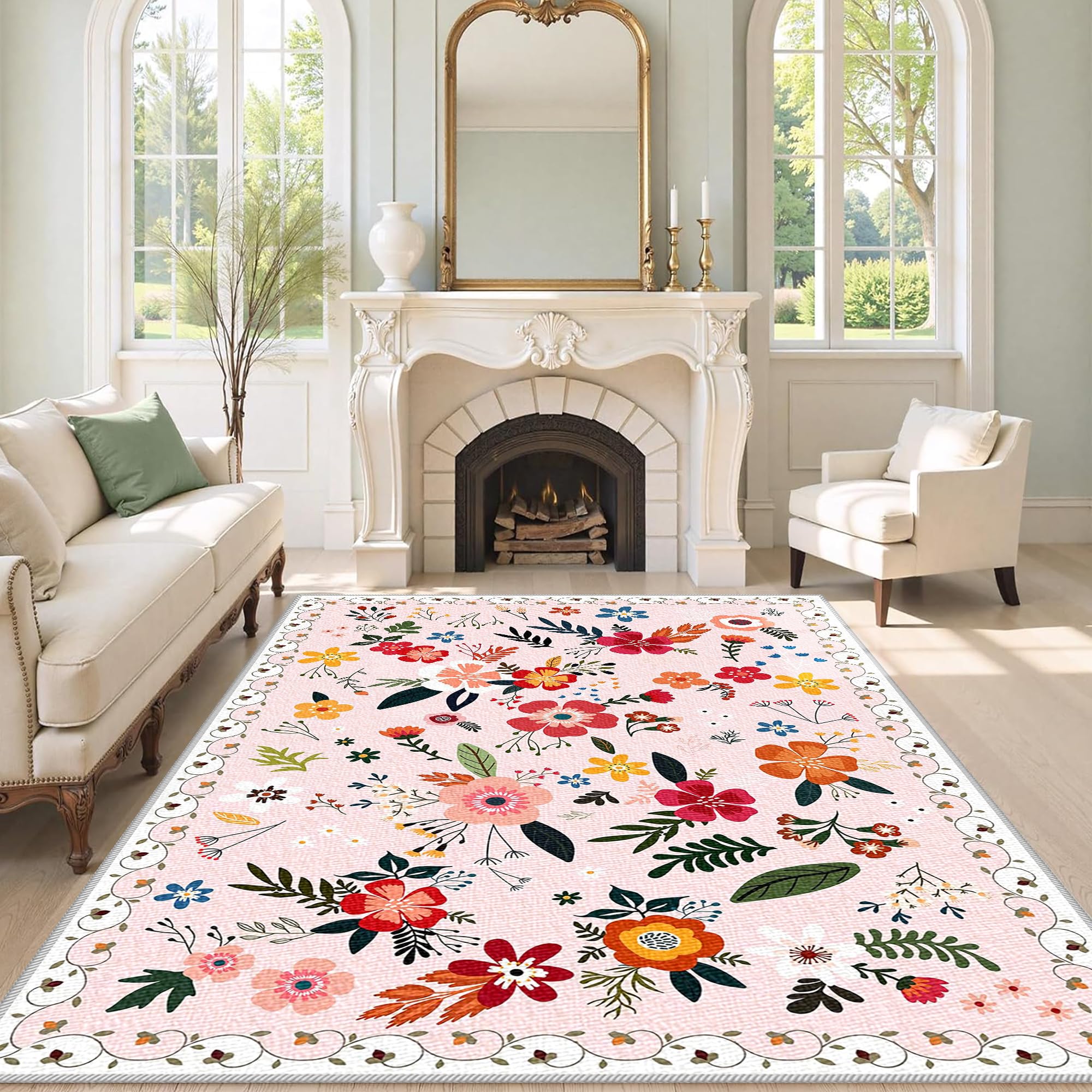 Tapis vintage pour salon 150x200 cm antidérapant multiusage