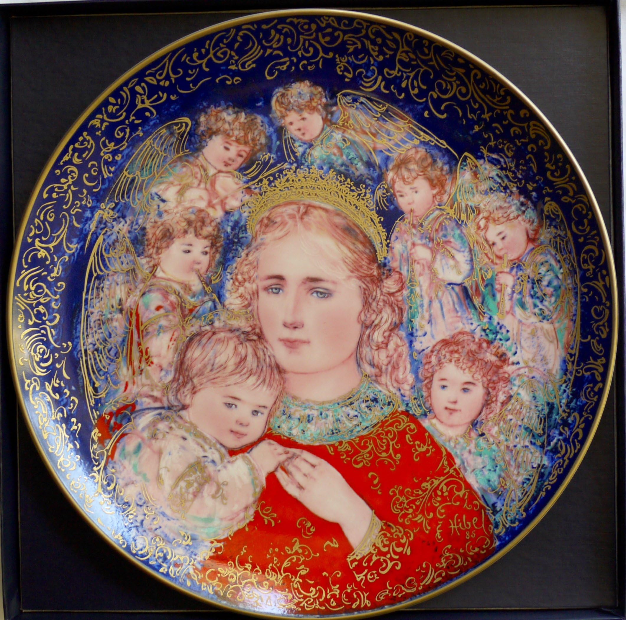 1985 Edna Hibel Christmas Plate the Angels Message