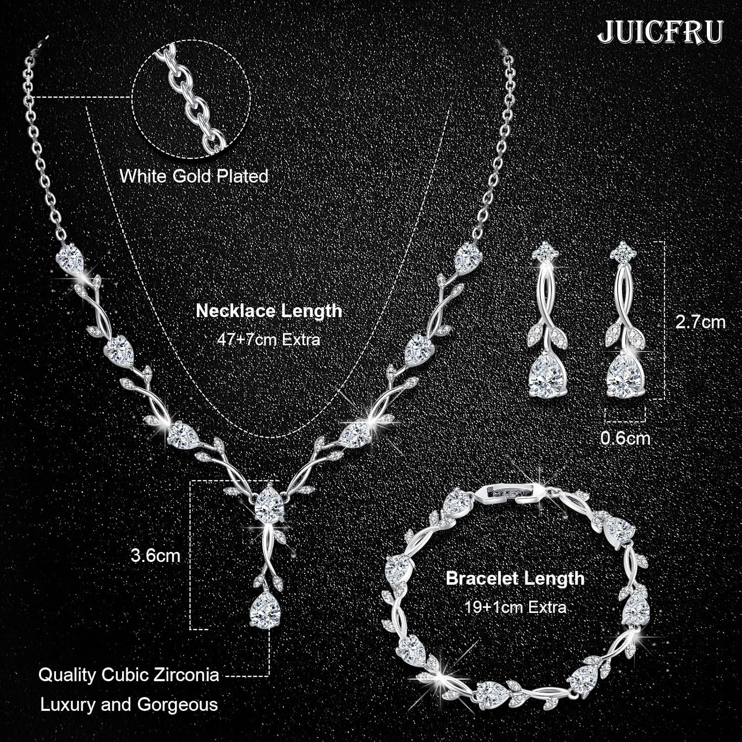Wedding Silver Jewelry Set for Women Cubic Zirconia Necklace Earrings Bracelet Sets for Bride Wedding Costume Jewelry for Bridesmaid - Image 2