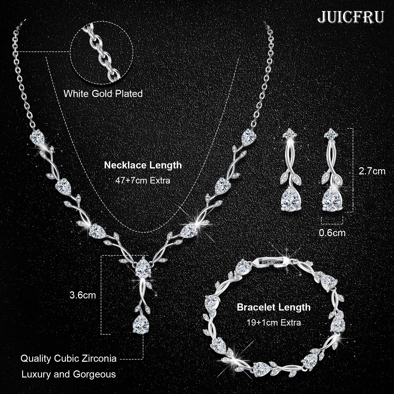 Set di gioielli da sposa per la sposa set di gioielli da sposa per matrimonio collana orecchini braccialetto set per sposa set di gioielli in argento per donne damigella d'onore set di gioielli per