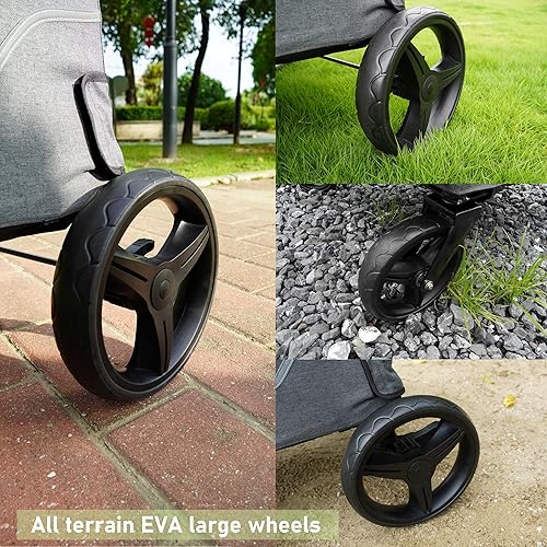 Miniatura 8 de Cochecito de 4 plazas, vagón cuádruple grande para niños de 2, 3, 4, bebé, viaje, todo terreno, empuje, triple, doble, doble cara a lado, con