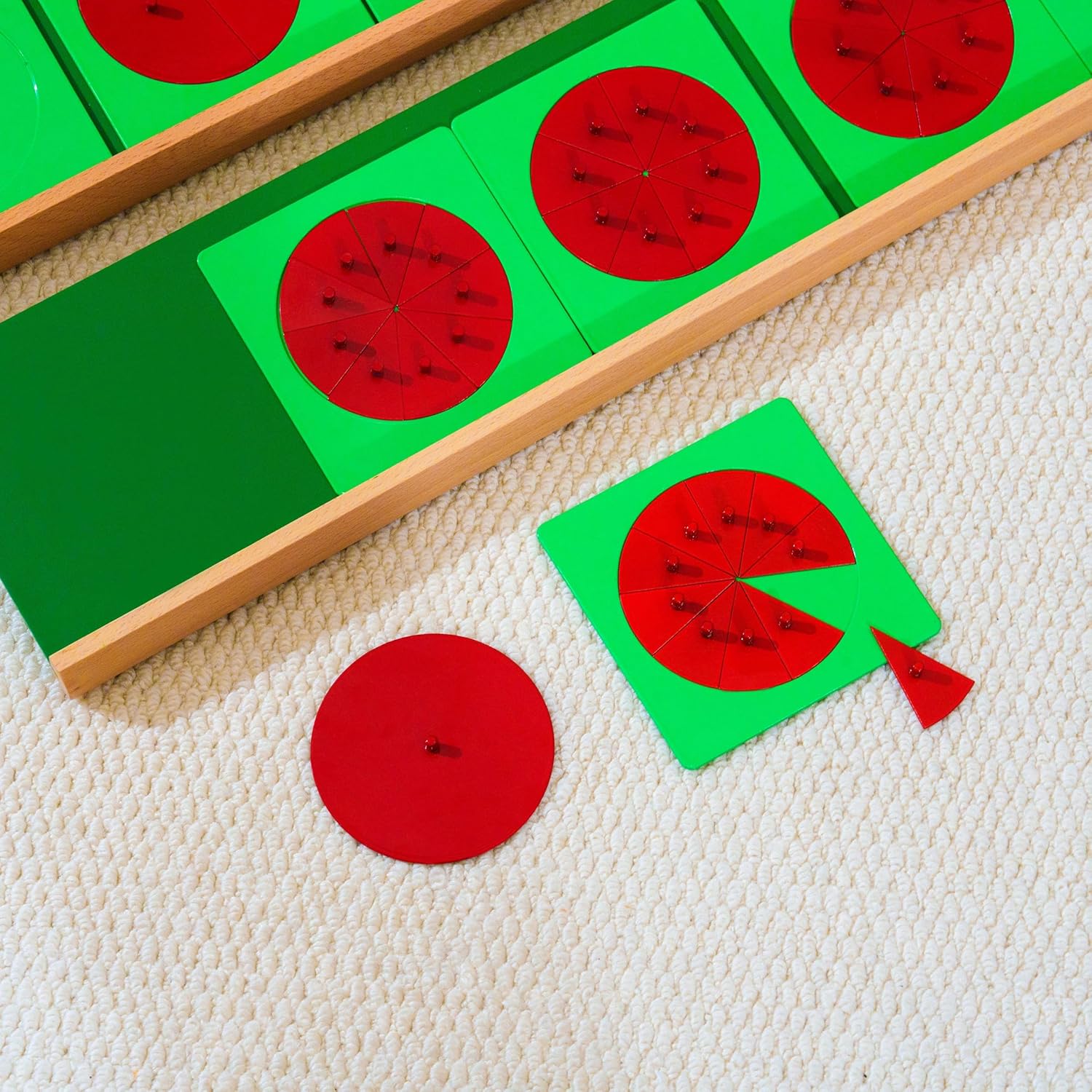 Premium Montessori Large Metal Fraction Circles with Stand 26in 9.2lbs | Beechwood & Metal Math Manipulatives for Kids | Fraction Learning Toys, Classroom & Homeschool Materials for Ages 5-10