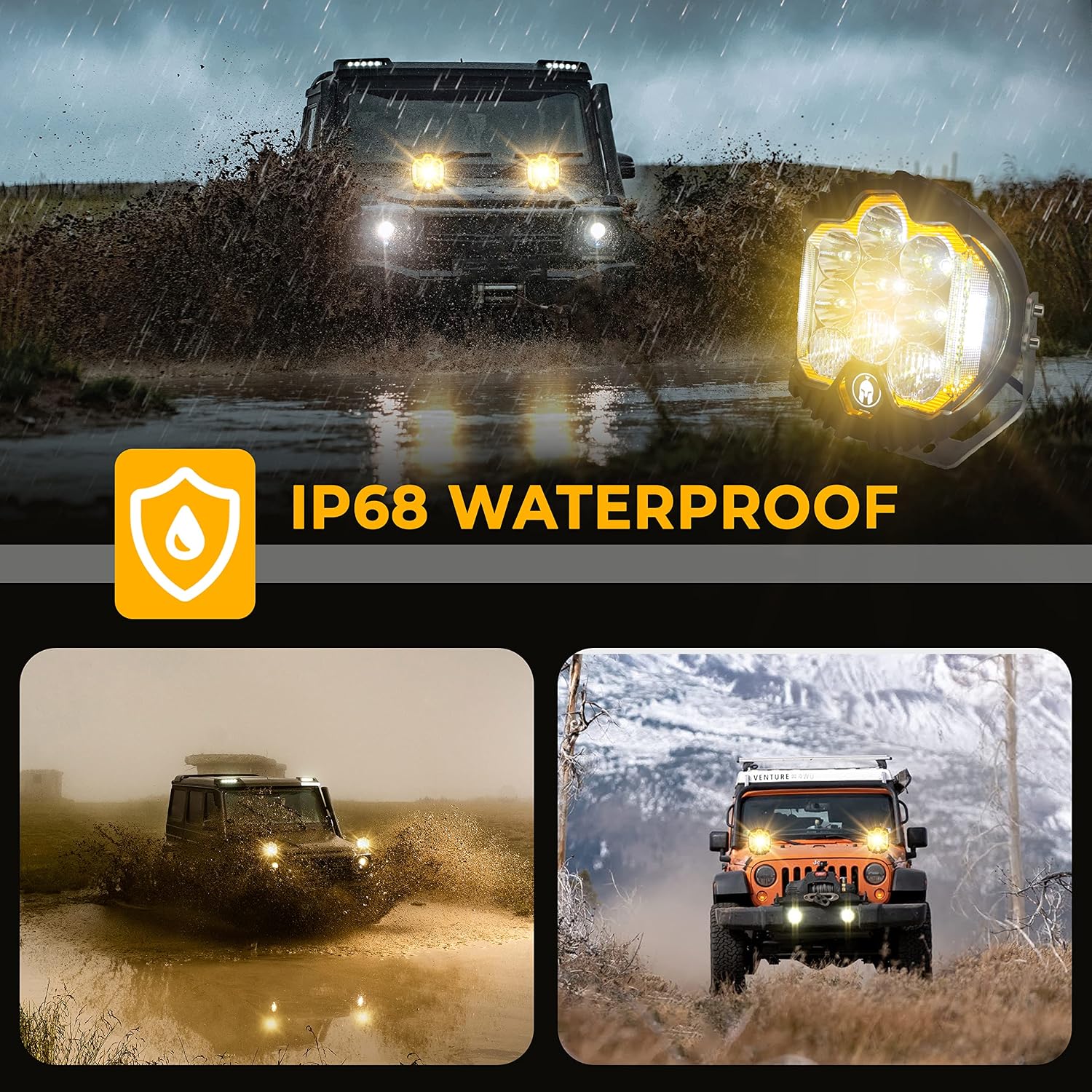 5 inch 50W Amber Fog Lights 1PC | Off Road Light | Side Shooter Off Road Light | IP67 Waterproof LED Fog Lights For Trucks| Jeeps| Boats| ATVs| UTVs and More Durable Driving Spot Flood Lights