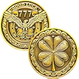 Lucky Coin with Four-Leaf Clover & Eagle Design – Good Luck Charm with 777 – 1.57 Inch Lottery Ticket Scratcher Tool (Single Coin)