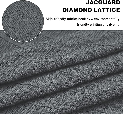 Miniatura 3 de NeColorLife Funda otomana rectangular de gran tamaño, funda elástica para reposapiés, protectores de muebles, lavable, tela jacquard con banda