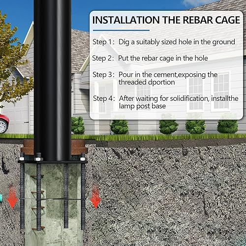 Miniatura 6 de Poste de luz de calle de 16 pies de alto, accesorio de poste de lámpara de calle solar, lámpara de calle ajustable de metal resistente para luces al