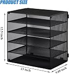 EASEPRES 6 Slot Wire Desk Fichier Organisateur Plateau, Mesh Remplissage de papier Lettre Plateau de bureau en métal Sorter de papier Littérature Organisateur Rack pour Home Office School, Noir