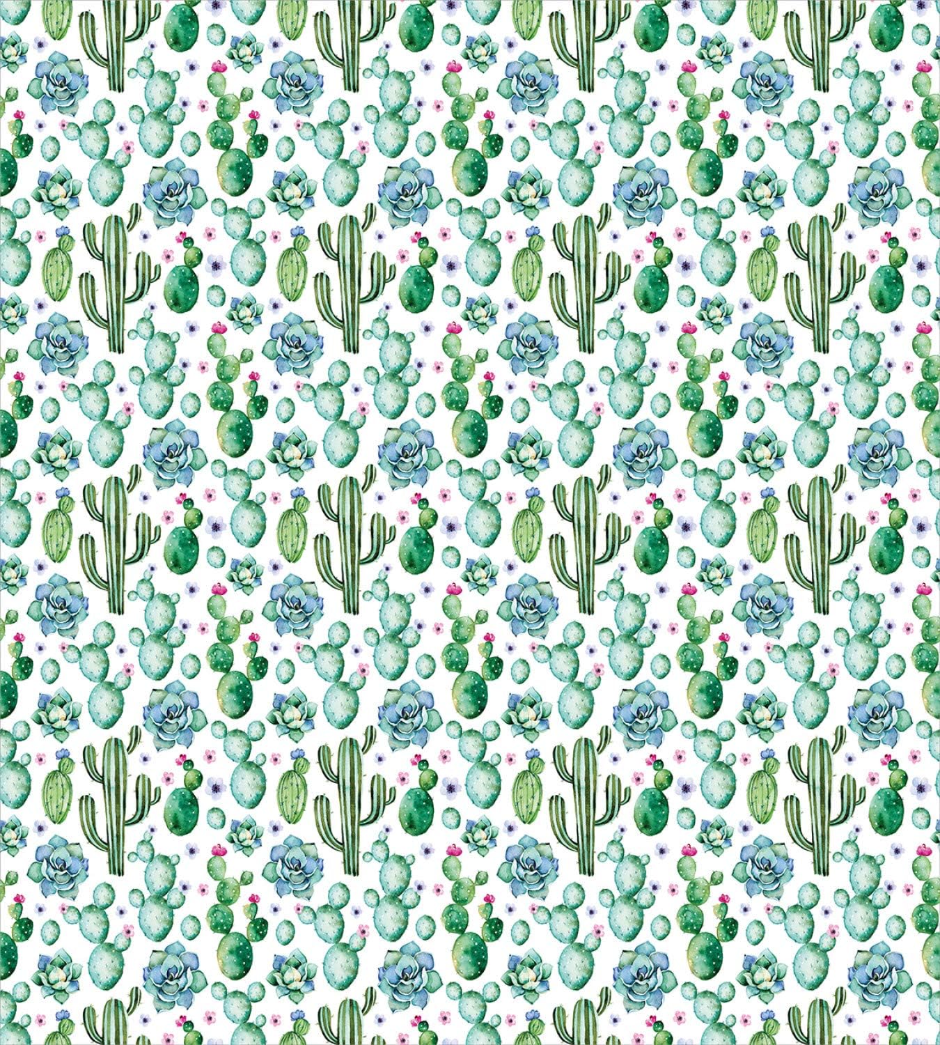 Ambesonne Cactus Duvet Cover Set, Hand Painted Style Exotic Plant Saguaro Prickly Pear Succulents Spikes Arrangement, Decorative 3 Piece Bedding Set with 2 Pillow Shams, Queen Size, Blue and Green