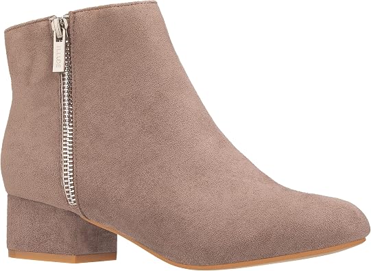 ILLUDE Womens Low Heel Ankle Boot Casual Zip Up Booties Comfortable Everyday Round Toe Bootie