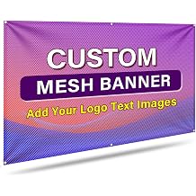 Custom Mesh Banner and Signs Customize Outdoor, Personalized Mesh Banners with Logo Text for Business Sport Event Construction Site Fence 2x10