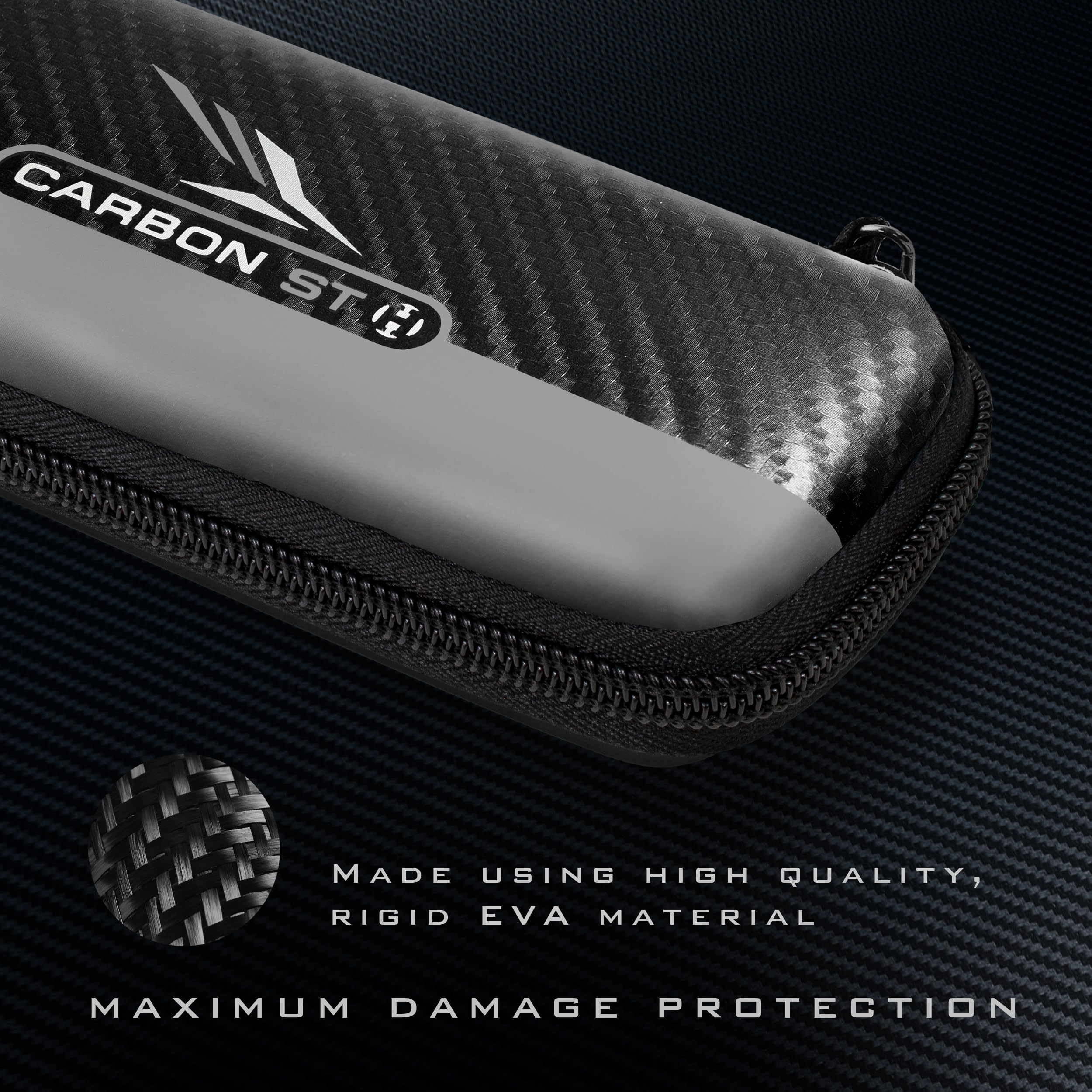 Harrows Carbon ST Pro 3 | Etui na lotki Uchwyt na lotki I Etui na lotki mieści 3 lotki | Materiał ochronny EVA | Profesjonalne akcesoria do lotek I Mieści 3 lotki W pełni zmontowane