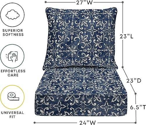 Miniatura 2 de Honeycomb Juego de cojines para patio con textura de hueso sólido para exteriores relleno de espuma resistente, resistente a la intemperie, juego