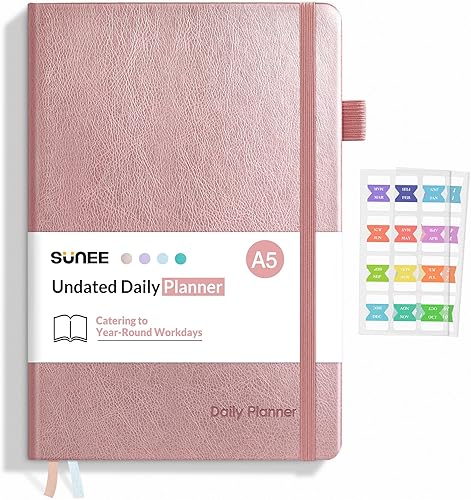 SUNEE Agenda diaria sin fecha con horario por hora, lista de tareas, notas para días laborales durante todo el año, agenda diaria mensual y anual de