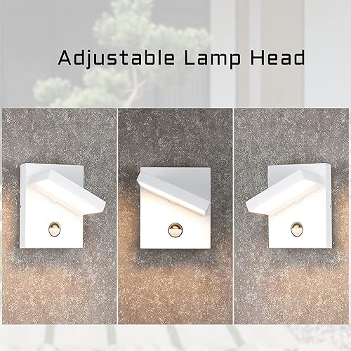 Miniatura 3 de Lustrlach Paquete de 2 lámparas de pared con sensor de movimiento para exteriores, luz LED blanca moderna para porche exterior, IP54, aplique de